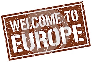 welcome to europe stamp