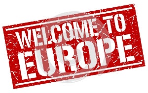 welcome to europe stamp