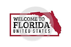 Welcome To Florida Word Text, Creative Font Design Illustration, Welcome sign with map