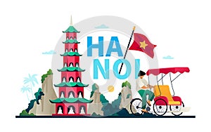 Welcome to Hanoi - modern colored vector illustration