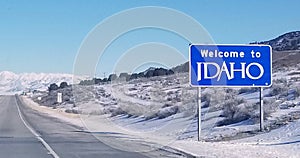 Welcome to Idaho state-line sign.