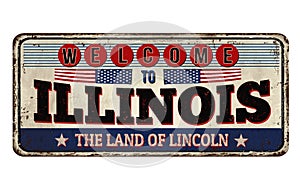 Welcome to Illinois vintage rusty metal sign