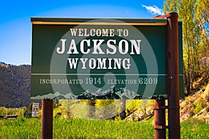 Welcome to Jackson Wyoming road sign photo