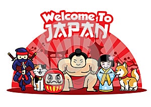 Welcome to japan with cute characters