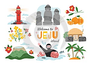Welcome to Jeju Island travel poster design