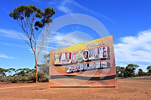 Welcome to Kalgoorlie road sign Western Australia