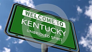 Welcome to Kentucky US State Road Sign, Unbridled Spirit Slogan
