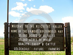 Welcome to the Klickitat Valley sign, Washington, USA photo