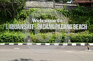 Welcome to Labuan Sait Padang Padang Beach sign in Bali photo