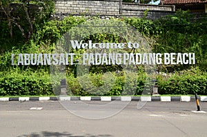 Welcome to Labuan Sait Padang Padang Beach sign in Bali photo