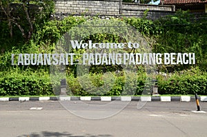 Welcome to Labuan Sait Padang Padang Beach sign in Bali