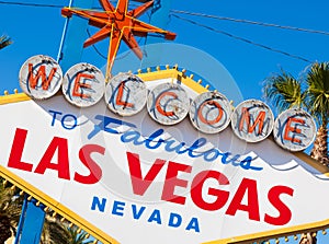 Welcome to Las Vegas Nevada sign on a sunny afternoon