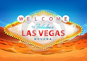 Welcome To Las Vegas Sign On Desert Background