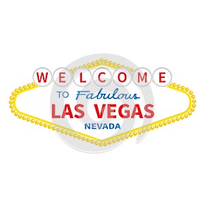 Welcome to Las Vegas sign icon. Classic retro symbol. Nevada sight showplace. Flat design. White background. Isolated.