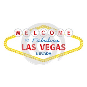 Welcome to Las Vegas sign icon. Classic retro symbol. Nevada sight showplace. Flat design. White background. Isolated. photo