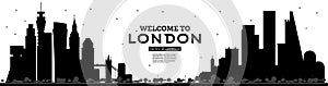 Welcome to London England Skyline Silhouette with Black Buildings Isolated on White