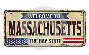 Welcome to Massachusetts vintage rusty metal sign