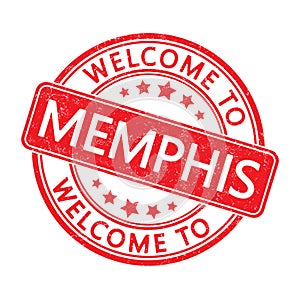 Welcome to Memphis. Impression of a round stamp with a scuff