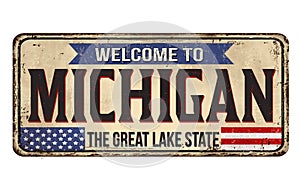 Welcome to Michigan vintage rusty metal sign