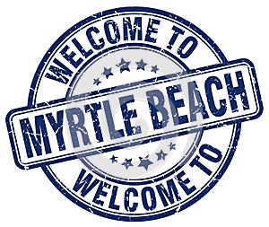 welcome to Myrtle Beach blue round stamp