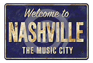 Welcome to Nashville the Music City Vintage Sign photo