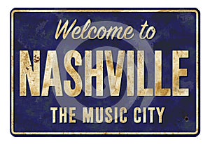 Welcome to Nashville the Music City Vintage Sign