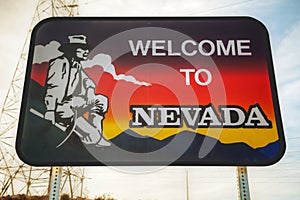 Welcome to Nevada road sign photo
