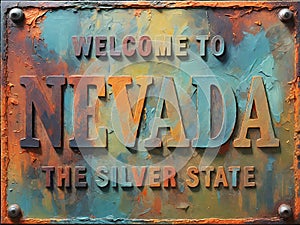 Welcome to Nevada Rusted Street Sign