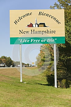 Welcome to New Hampshire state road sign