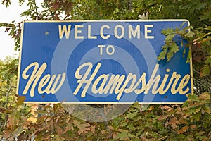 Welcome to New Hampshire state road sign