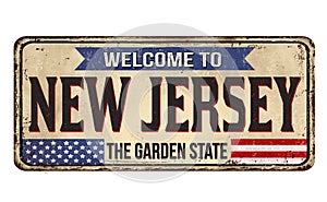 Welcome to New Jersey vintage rusty metal sign