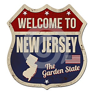 Welcome to New Jersey vintage rusty metal sign