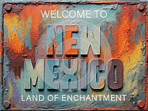 Welcome to New Mexico Rusted Street Sign