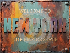 Welcome to New York rusted street sign