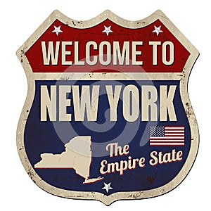 Welcome to New York vintage rusty metal sign
