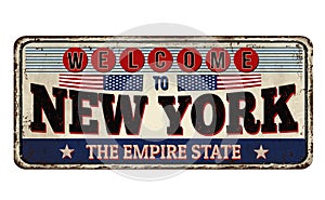 Welcome to New York vintage rusty metal sign