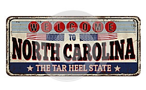 Welcome to North Carolina vintage rusty metal sign