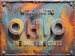 Welcome to Ohio rusted street sign