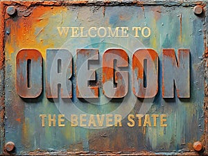 Welcome to Oregon rusted street sign