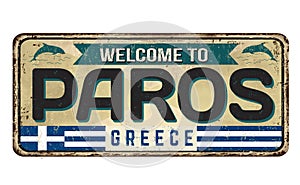 Welcome to Paros  vintage rusty metal sign