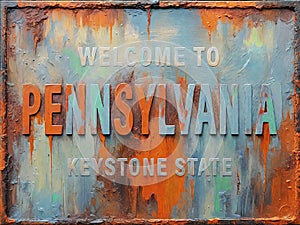 Welcome to Pennsylvania rusted street sign
