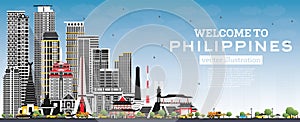 Welcome to Philippines City Skyline with Gray Buildings and Blue Sky