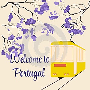 Welcome to Portugal. Tourist banner, postcard.