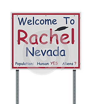 Welcome to Rachel Nevada road sign