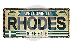 Welcome to Rhodes vintage rusty metal sign