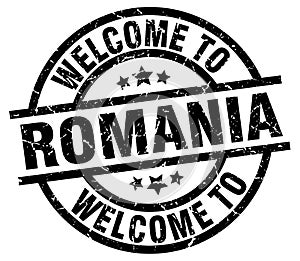 welcome to Romania stamp