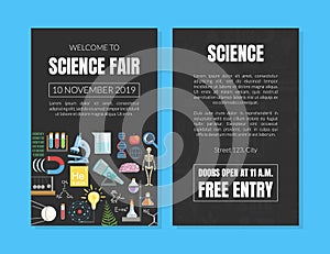 Welcome to Science Fair Invitation Card Template, Scientific Conference Advertising Flyer, Poster, Promotional Material