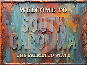 Welcome to South Carolina rusted street sign