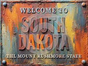 Welcome to South Dakota rusted street sign