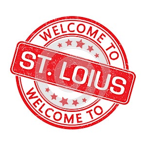 Welcome to ST. LOIUS. Impression of a round stamp with a scuff